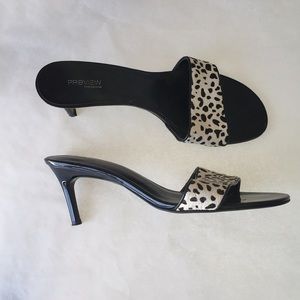 Black & White Leopard Print Mules